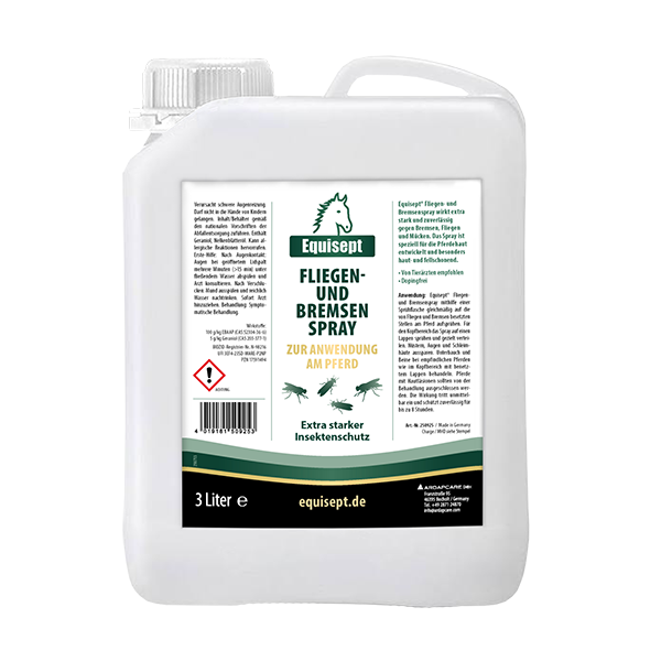 Successful Equisept Fly and Horse Fly Spray for use on horses now also available in 3 litre refill canisters