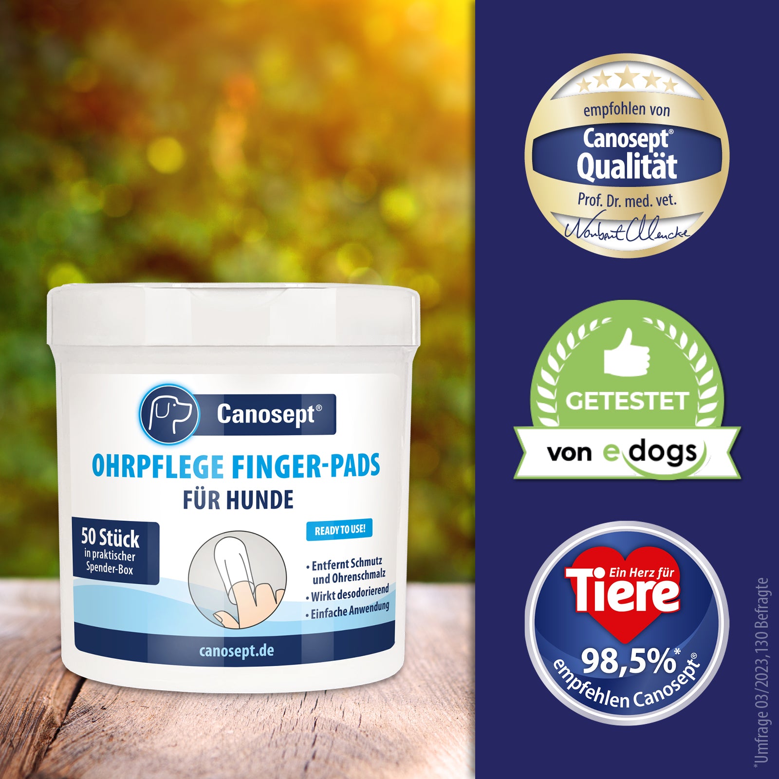 Canosept Ohrpflege Finger-Pads werden von edogs empfohlen