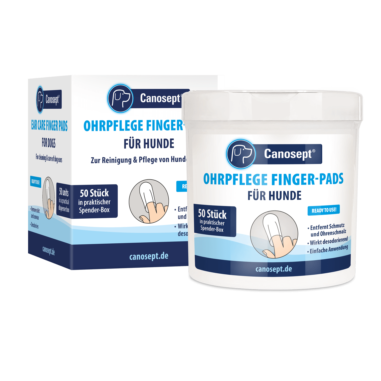 Canosept Ohrpflege Finger-Pads für Hunde - Zum Entfernen von Schmutz und Ohrenschmalz an den Ohrmuscheln