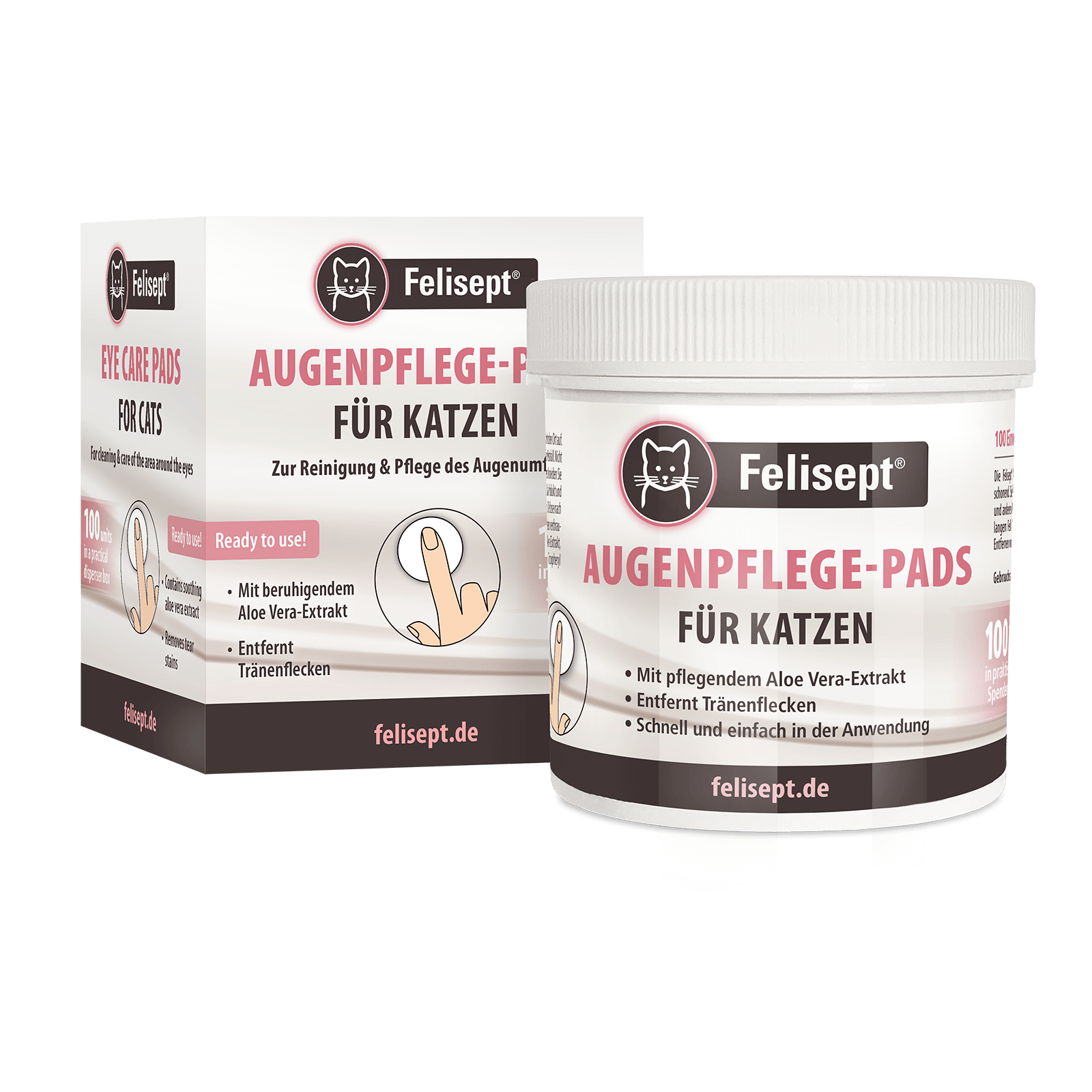 Felisept Augenpflege-Pads für Katzen - Reinigung des Augenumfeldes, Entfernt Tränenflecken