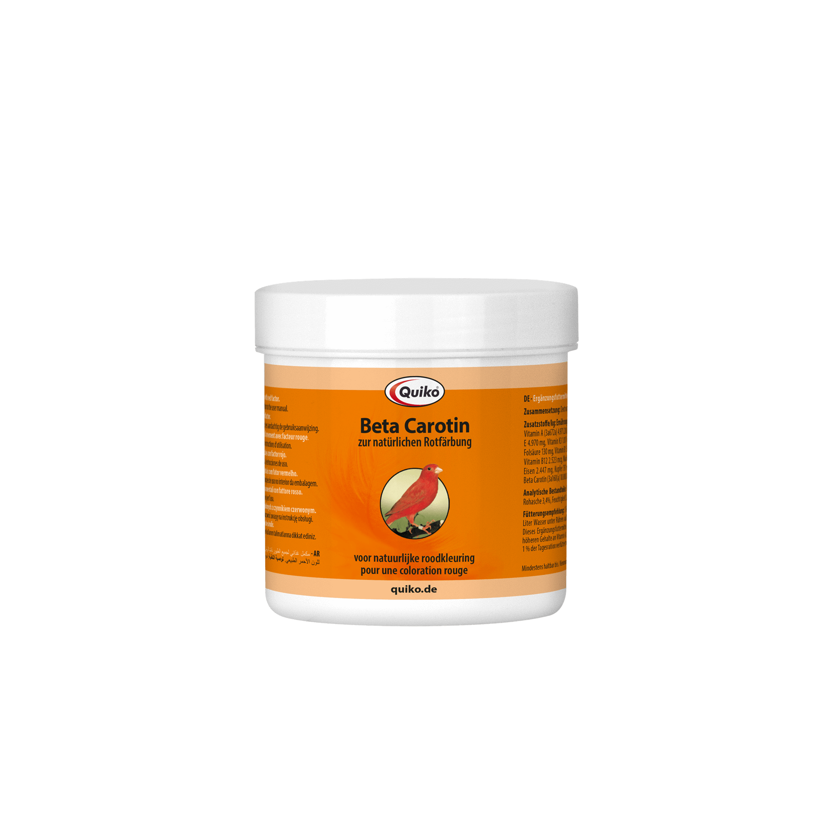 Quiko Beta Carotin - Ergänzungsfutter für Ziervögel mit natürlichem Rotfaktor - Mit Vitaminen und Beta Carotin