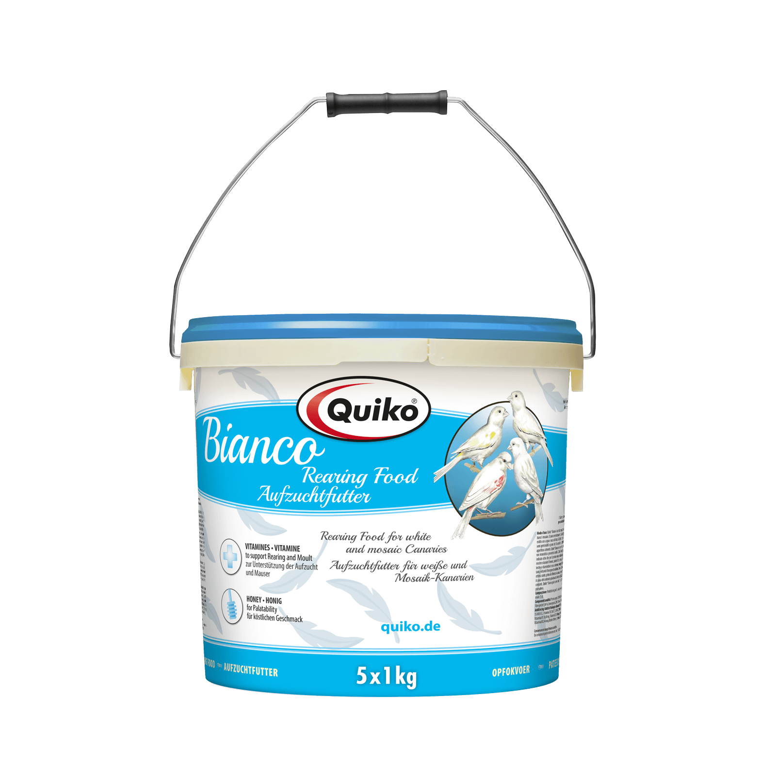 Quiko Bianco - Kraft und Aufzuchtfutter für weiße, helle Kanarien und Mosaiken - Beugt unerwünschten Farbeinlagerungen vor