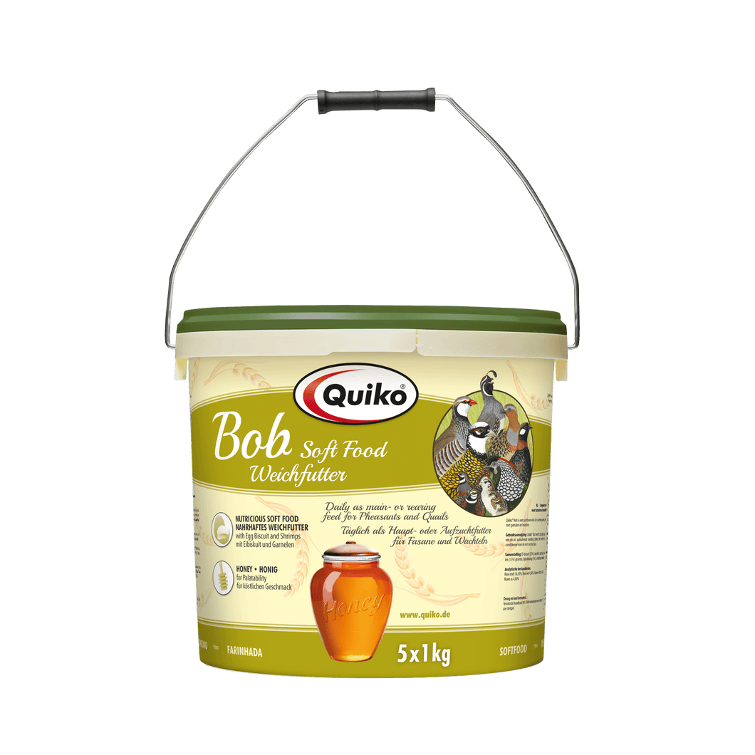 Quiko Bob Weichfutter - Für Zierfasane und Zierwachteln - Enthält Eibiskuit, Garnelen und Honig