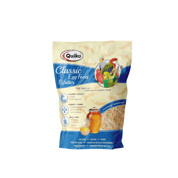 Quiko Classic Eifutter: Kraft und Aufzuchtfutter für alle Ziervögel - Enthält Eibiskuit, Honig und Vitamine