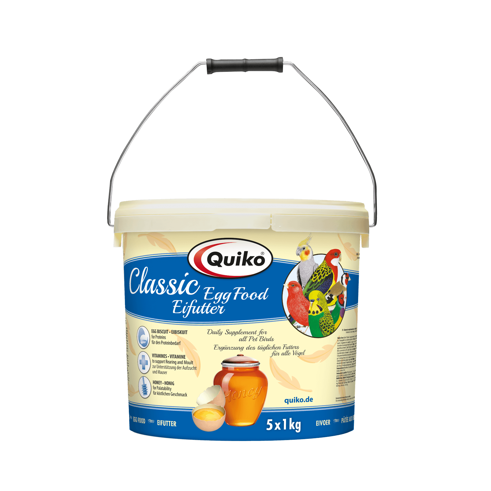 Quiko Classic Eifutter: Kraft und Aufzuchtfutter für alle Ziervögel - Enthält Eibiskuit, Honig und Vitamine