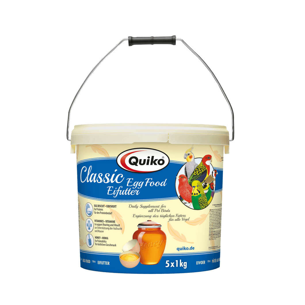 Quiko Classic Eifutter: Kraft und Aufzuchtfutter für alle Ziervögel - Enthält Eibiskuit, Honig und Vitamine