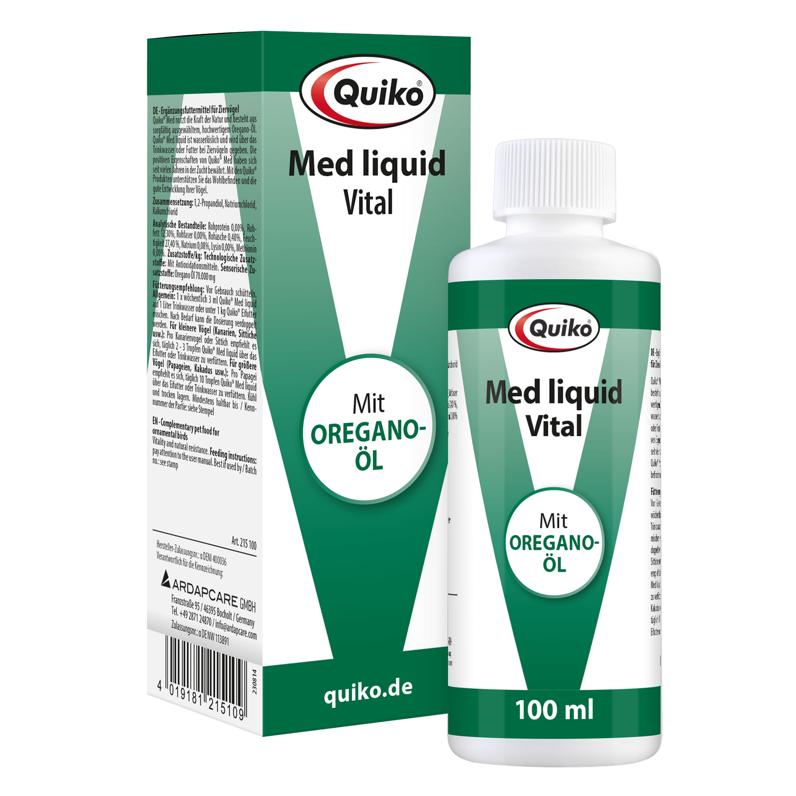 Quiko Med liquid: Mit hochwertigem Oregano-Öl für Ziervögel