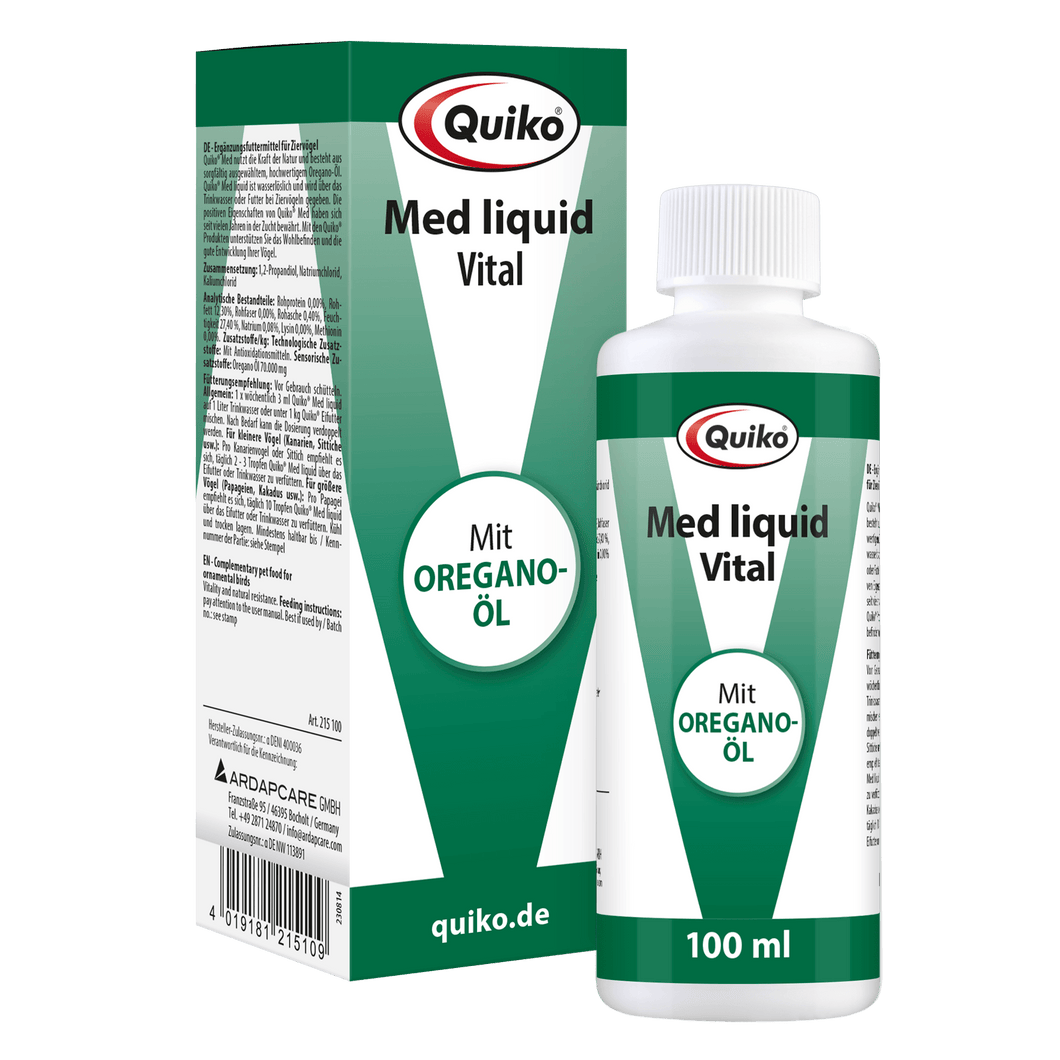 Quiko Med liquid: Mit hochwertigem Oregano-Öl für Ziervögel
