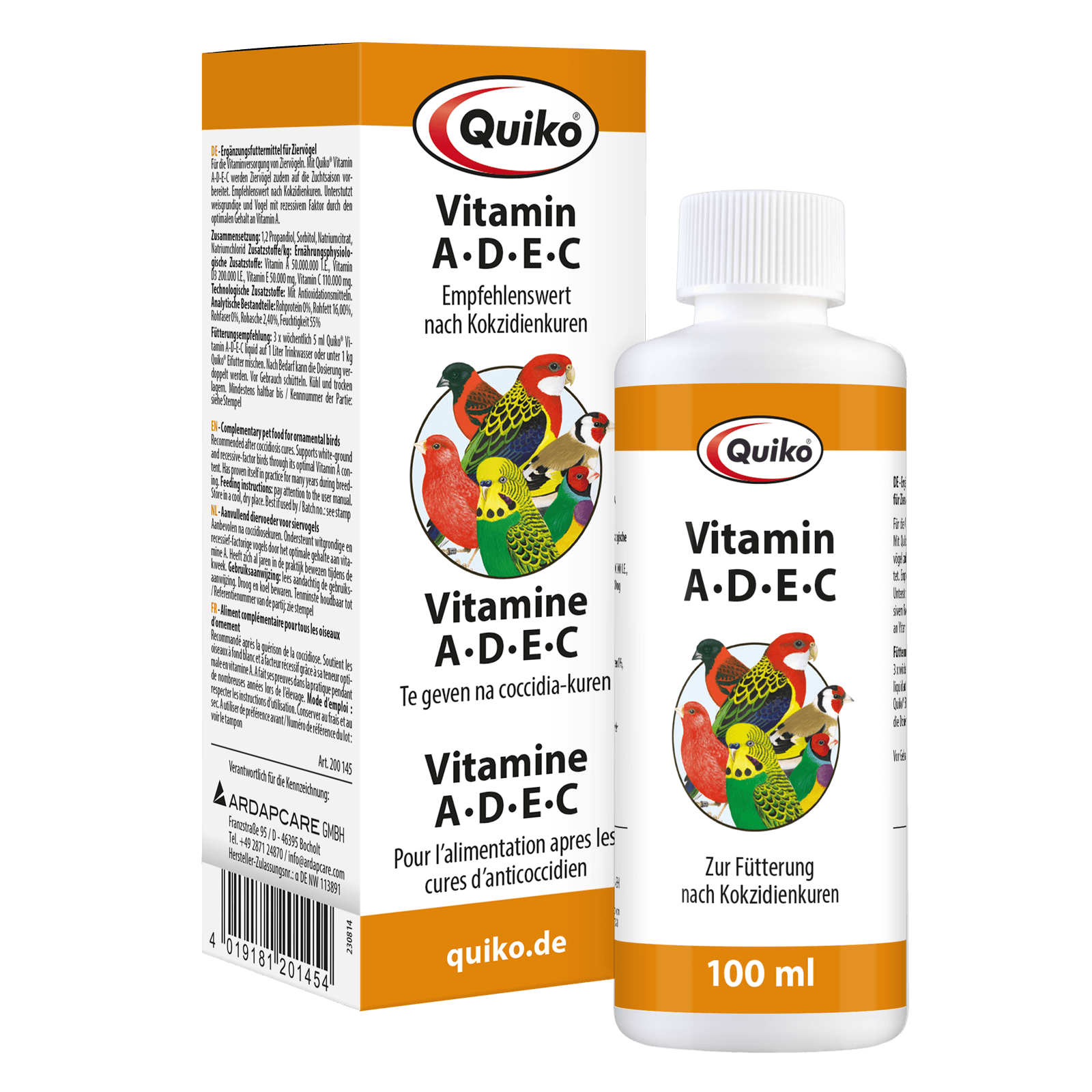 Quiko Vitamin A-D-E-C liquid: Vitaminversorgung für Ziervögel