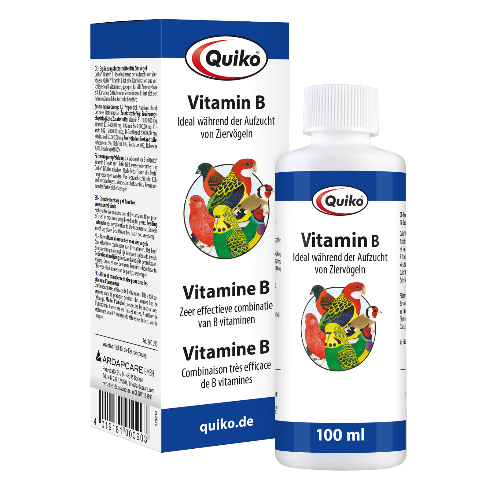 Quiko Vitamin B liquid: Ideal während der Aufzucht von Ziervögeln