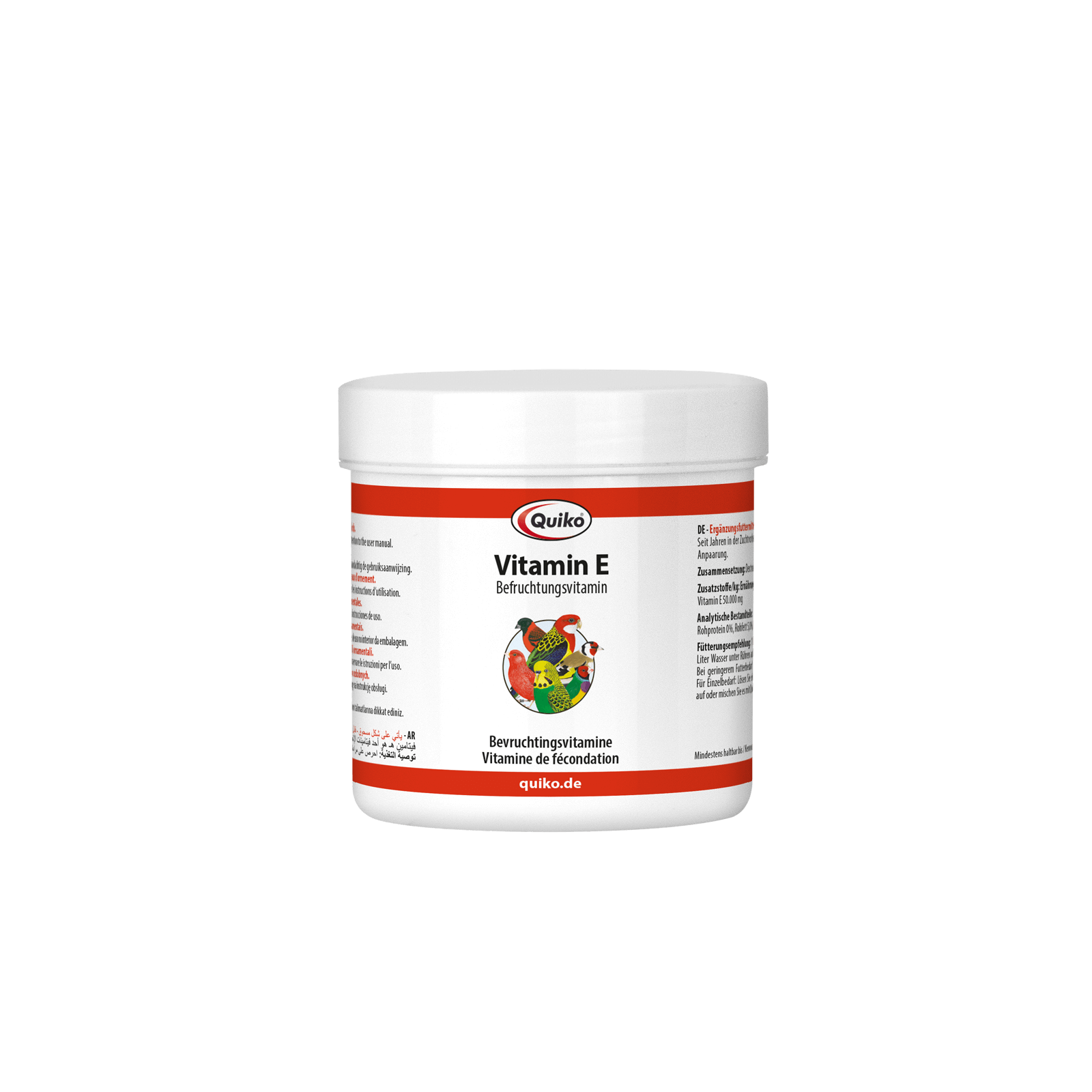 Quiko vitamin E: Supplementary feed for canaries, parakeets and ornamental birds.