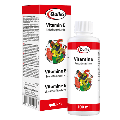 Quiko Vitamin E liquid - Ergänzungsfutter für Kanarien, Sittiche und Ziervögel - Ideal vor und während der Anpaarung
