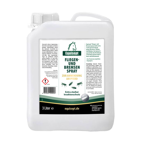 Equisept Fly and Horse Fly Spray for use on horses 3 litre refill canister front