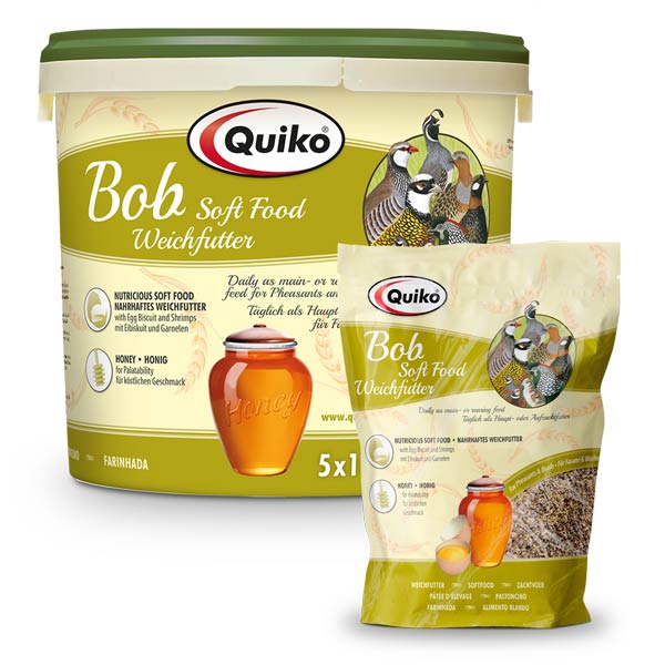 Quiko Bob Weichfutter - Für Zierfasane und Zierwachteln - Enthält Eibiskuit, Garnelen und Honig