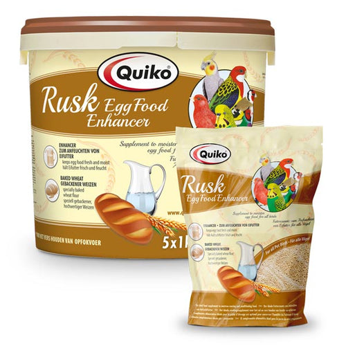 Quiko Rusk - Spezialfutterzusatz zum Anfeuchten von Eifutter, Aufzuchtfutter und Weichfutter für Ziervögel